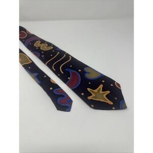 Vintage Handpainted Silk Robert Daskal Tie - Celestial Heart Abstract Novelty
